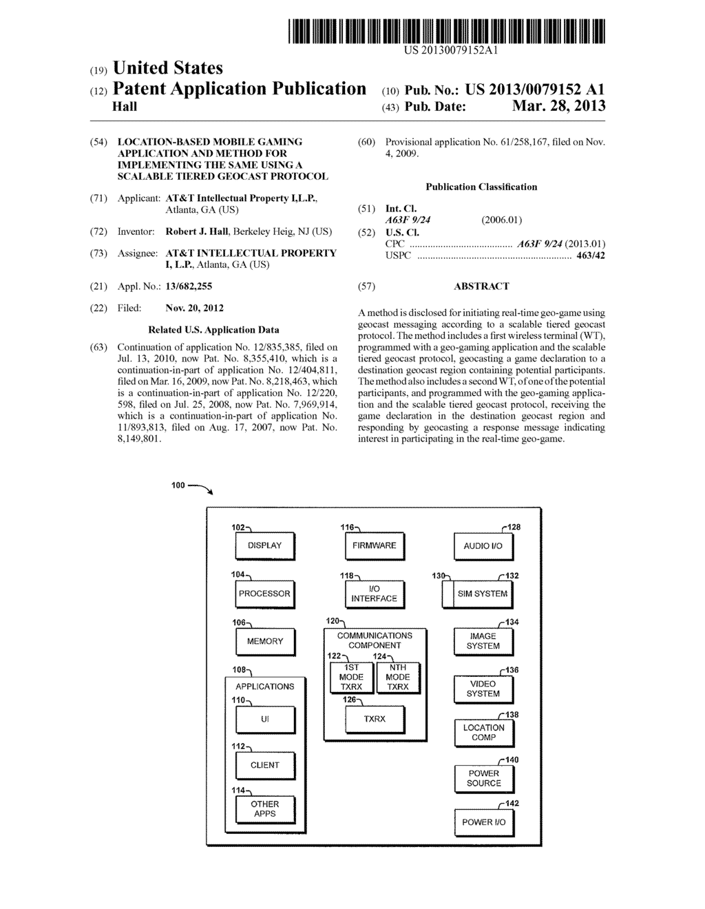 LOCATION-BASED MOBILE GAMING APPLICATION AND METHOD FOR IMPLEMENTING THE     SAME USING A SCALABLE TIERED GEOCAST PROTOCOL - diagram, schematic, and image 01