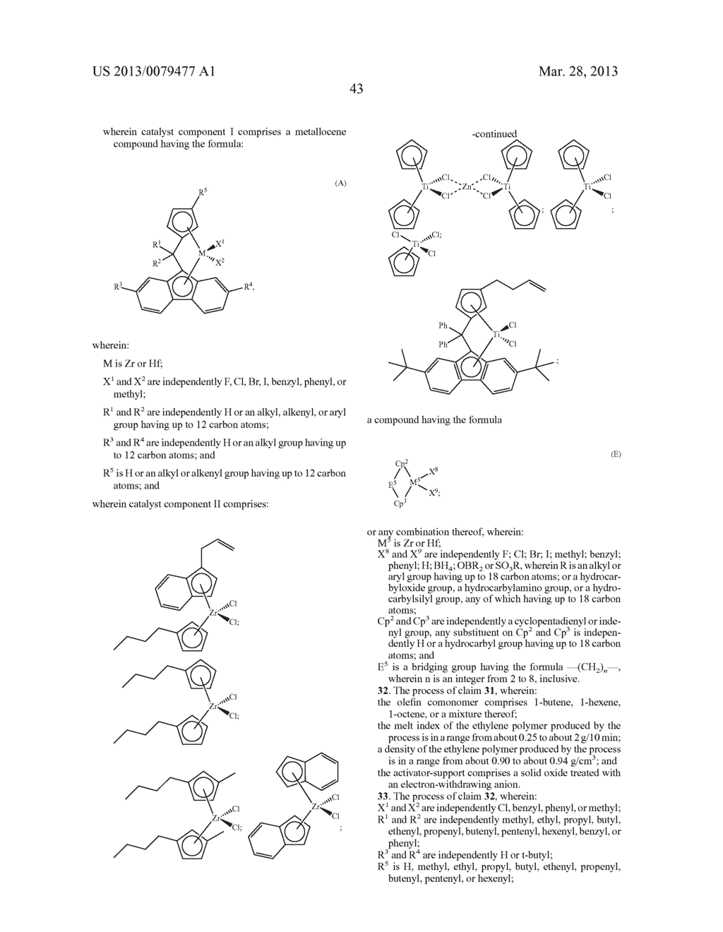 Dual Metallocene Catalyst Systems for Decreasing Melt Index and Increasing     Polymer Production Rates - diagram, schematic, and image 45