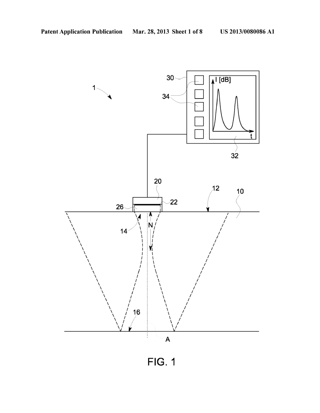 METHOD FOR THE NON-DESTRUCTIVE INSPECTION OF A TEST OBJECT  OF GREAT     MATERIAL THICKNESS BY MEANS OF ULTRASOUND, THE USE OF A TEST PROBE FOR     CARRYING OUT THE METHOD, AN ULTRASONIC TEST PROBE, A CONTROL UNIT FOR AN     ULTRASONIC TEST PROBE AND A DEVICE FOR THE NON-DESTRUCTIVE INSPECTION OF     A TEST OBJECT OF GREAT MATERIAL THICKNESS BY MEANS OF ULTRASOUND - diagram, schematic, and image 02