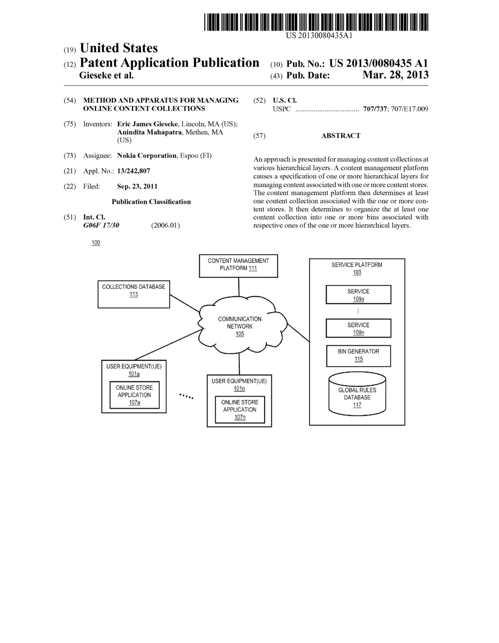 METHOD AND APPARATUS FOR MANAGING ONLINE CONTENT COLLECTIONS - diagram, schematic, and image 01