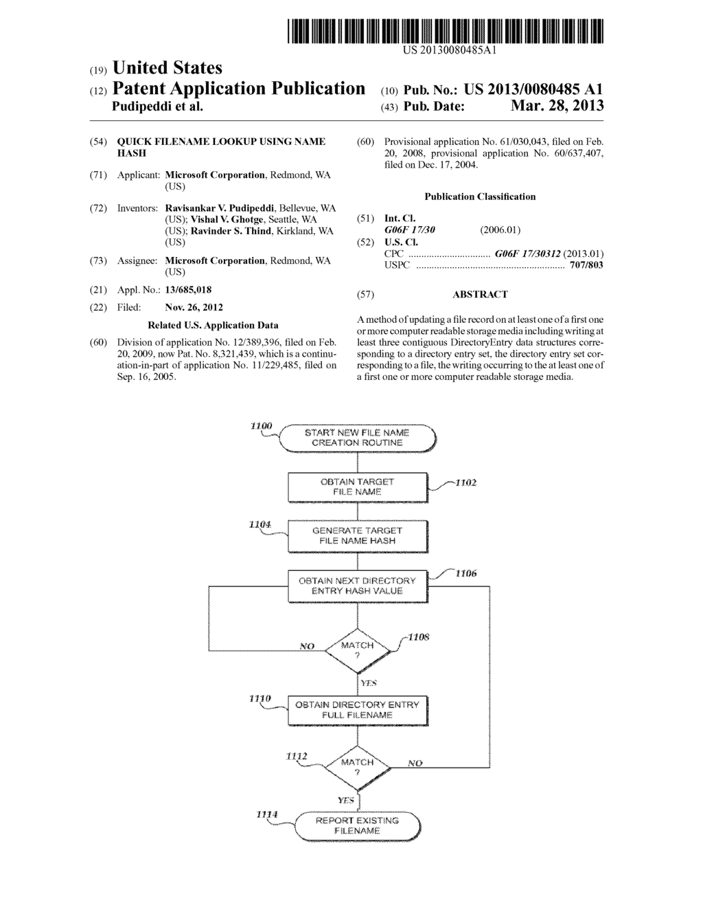 QUICK FILENAME LOOKUP USING NAME HASH - diagram, schematic, and image 01