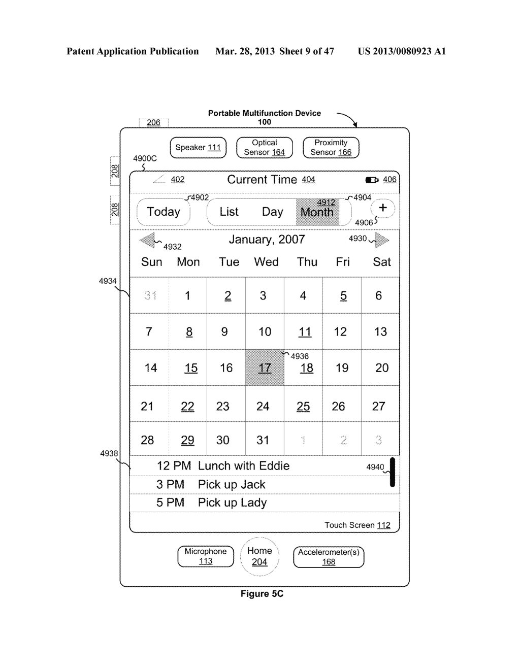 Portable Multifunction Device, Method, and Graphical User Interface for     Viewing and Managing Electronic Calendars - diagram, schematic, and image 10