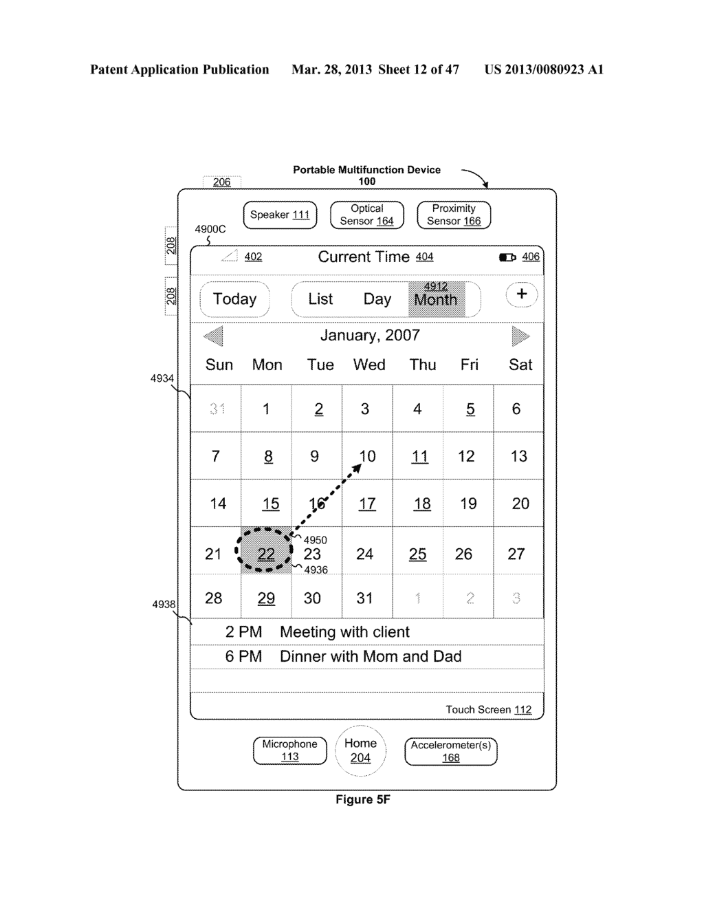 Portable Multifunction Device, Method, and Graphical User Interface for     Viewing and Managing Electronic Calendars - diagram, schematic, and image 13