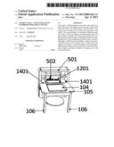 Folding space- and water-saving bathroom sink toilet system diagram and image