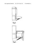 Folding space- and water-saving bathroom sink toilet system diagram and image