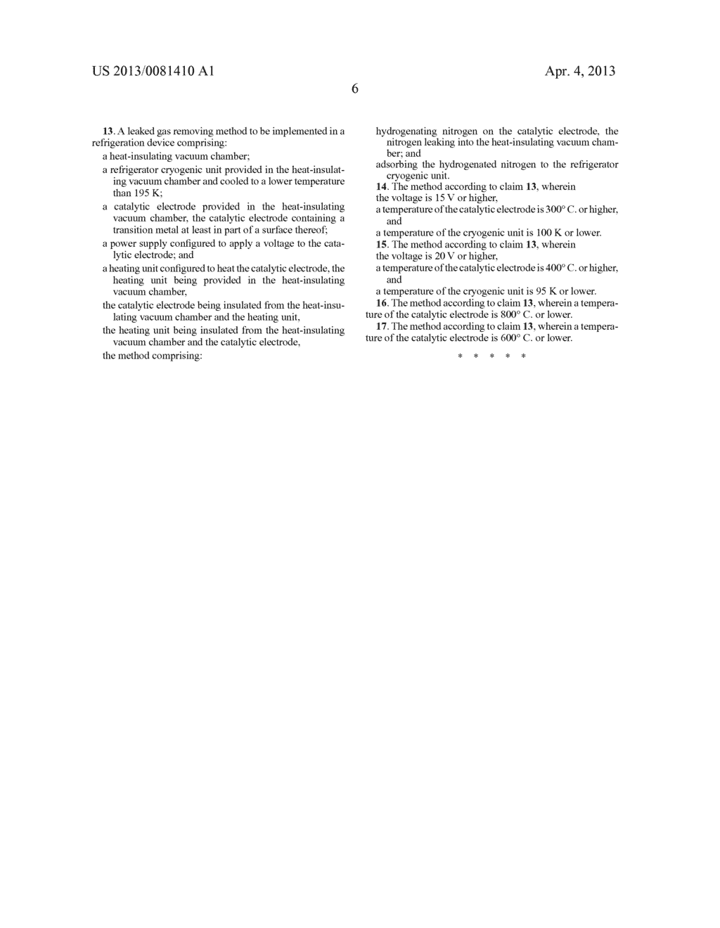 REFRIGERATION DEVICE, HYDROGENATION DEVICE FOR NITROGEN, AND LEAKED GAS     REMOVING METHOD - diagram, schematic, and image 09