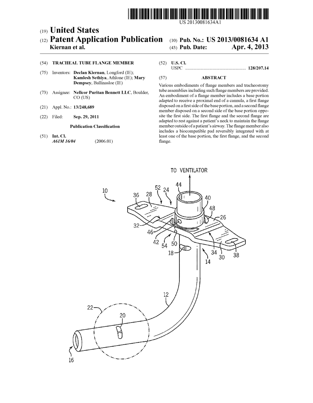 TRACHEAL TUBE FLANGE MEMBER - diagram, schematic, and image 01