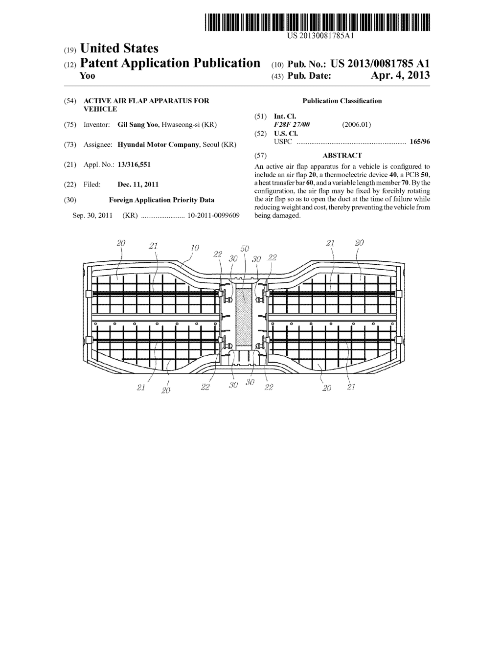 ACTIVE AIR FLAP APPARATUS FOR VEHICLE - diagram, schematic, and image 01