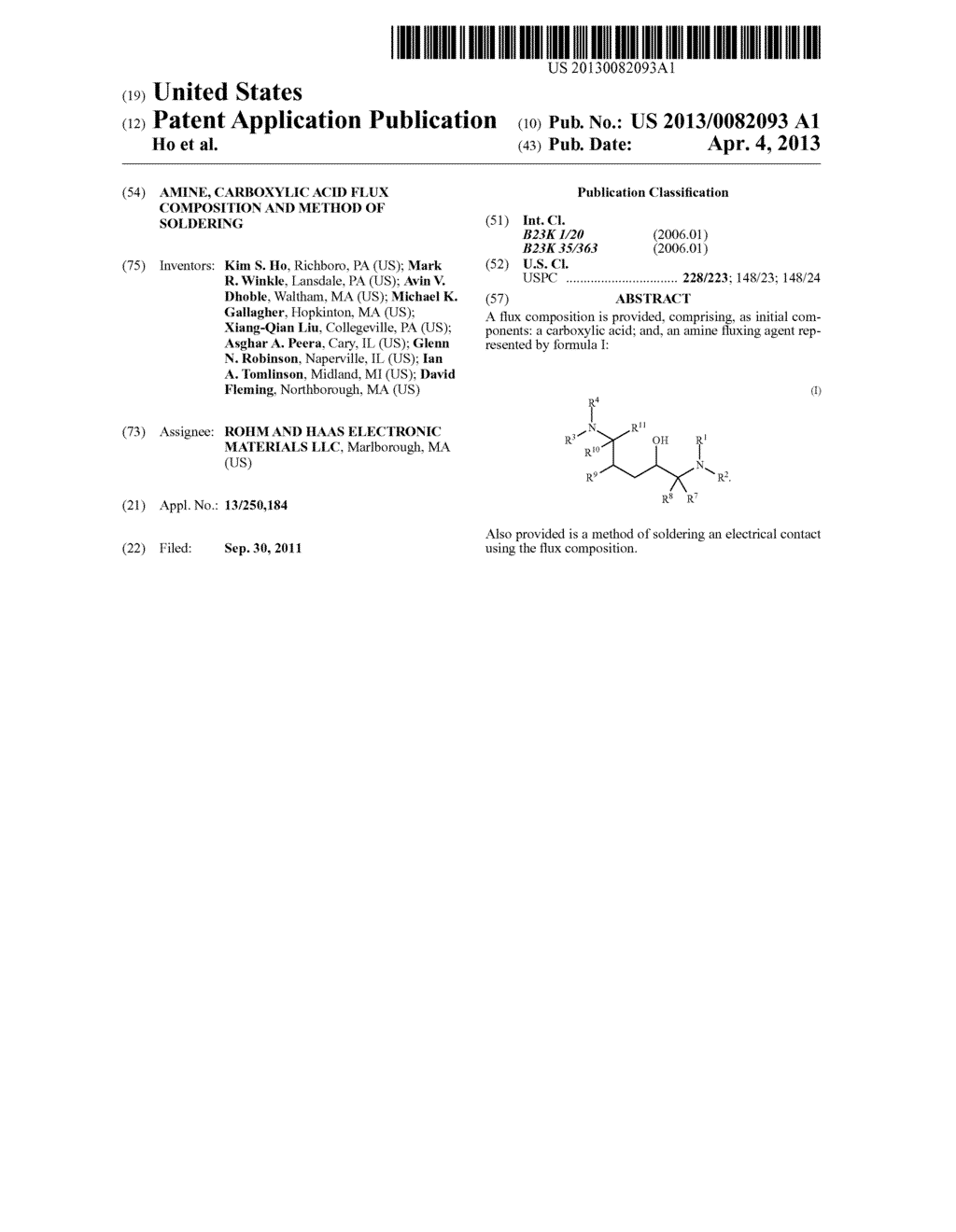 Amine, Carboxylic Acid Flux Composition And Method Of Soldering - diagram, schematic, and image 01