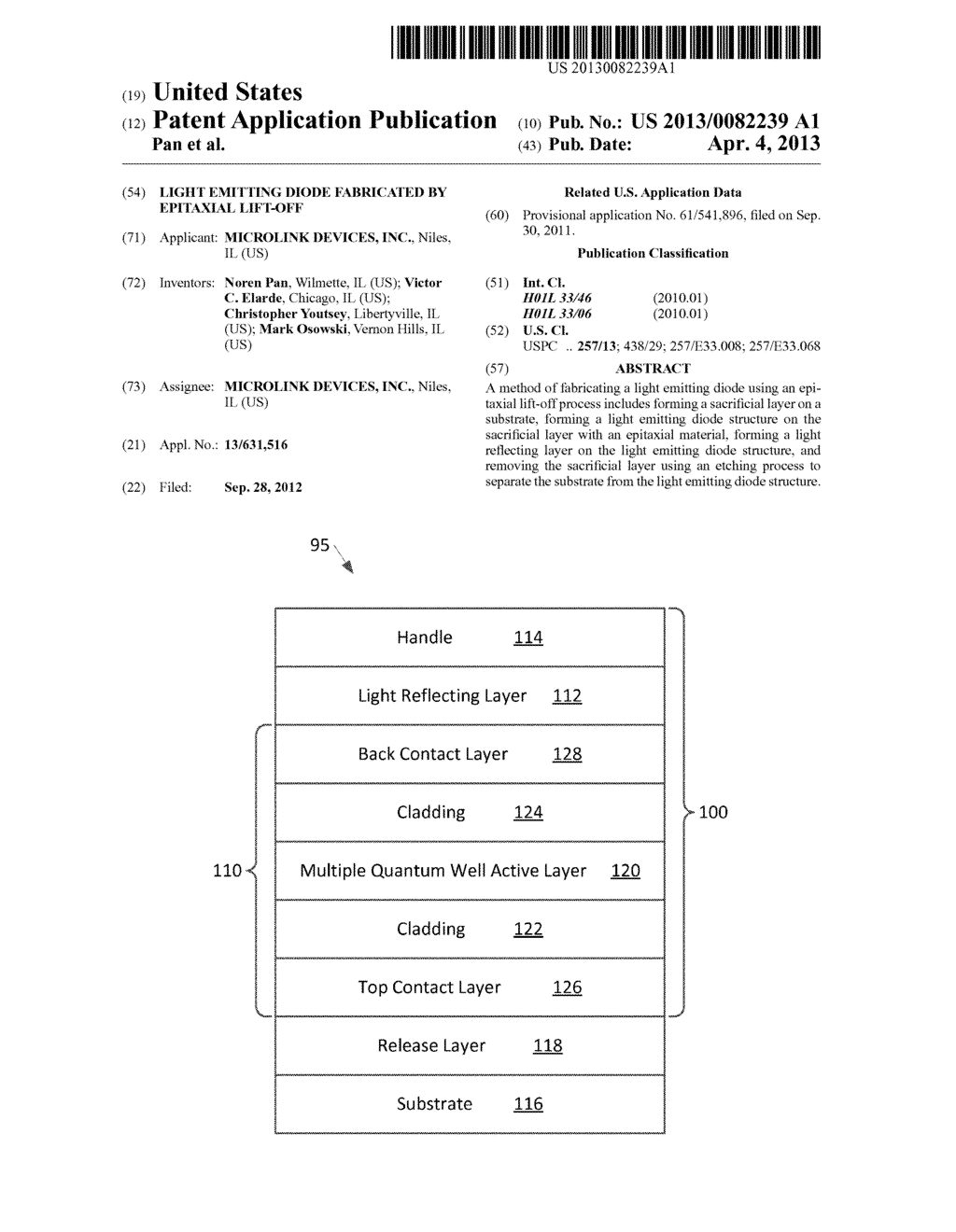 LIGHT EMITTING DIODE FABRICATED BY EPITAXIAL LIFT-OFF - diagram, schematic, and image 01