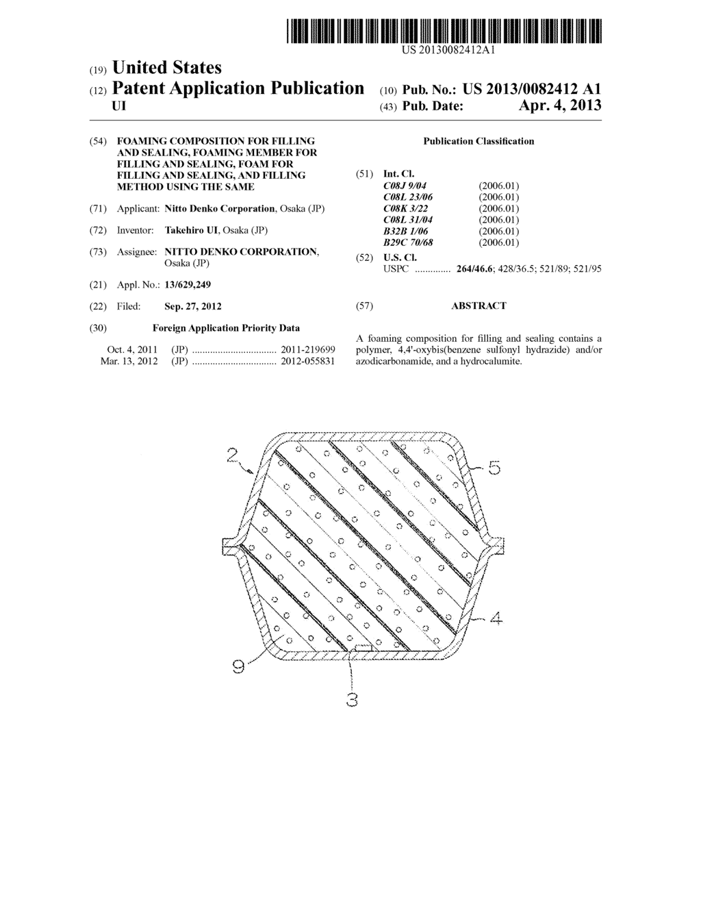 FOAMING COMPOSITION FOR FILLING AND SEALING, FOAMING MEMBER FOR FILLING     AND SEALING, FOAM FOR FILLING AND SEALING, AND FILLING METHOD USING THE     SAME - diagram, schematic, and image 01