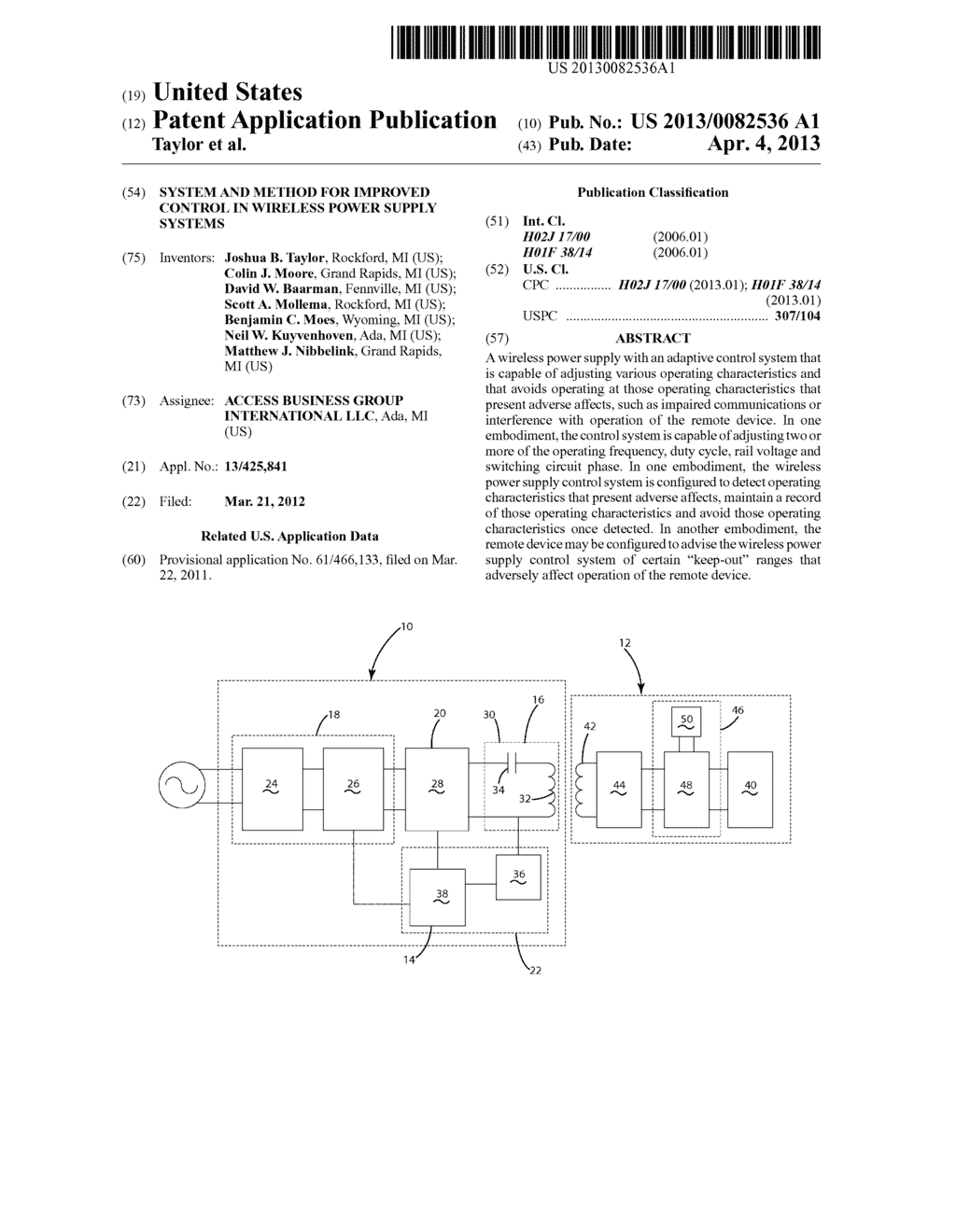 SYSTEM AND METHOD FOR IMPROVED CONTROL IN WIRELESS POWER SUPPLY SYSTEMS - diagram, schematic, and image 01