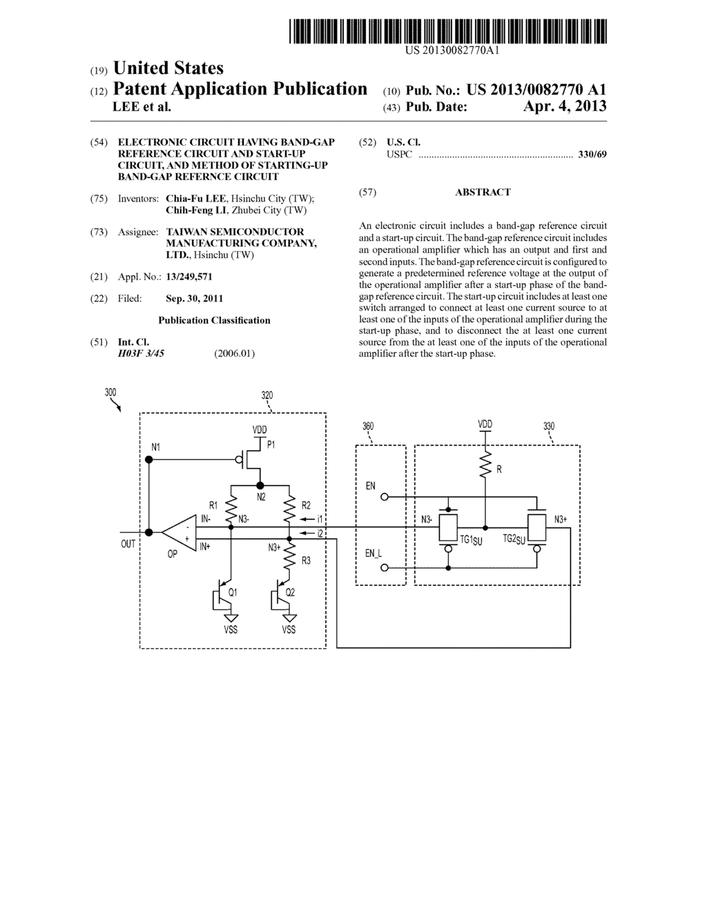 ELECTRONIC CIRCUIT HAVING BAND-GAP REFERENCE CIRCUIT AND START-UP CIRCUIT,     AND METHOD OF STARTING-UP BAND-GAP REFERNCE CIRCUIT - diagram, schematic, and image 01