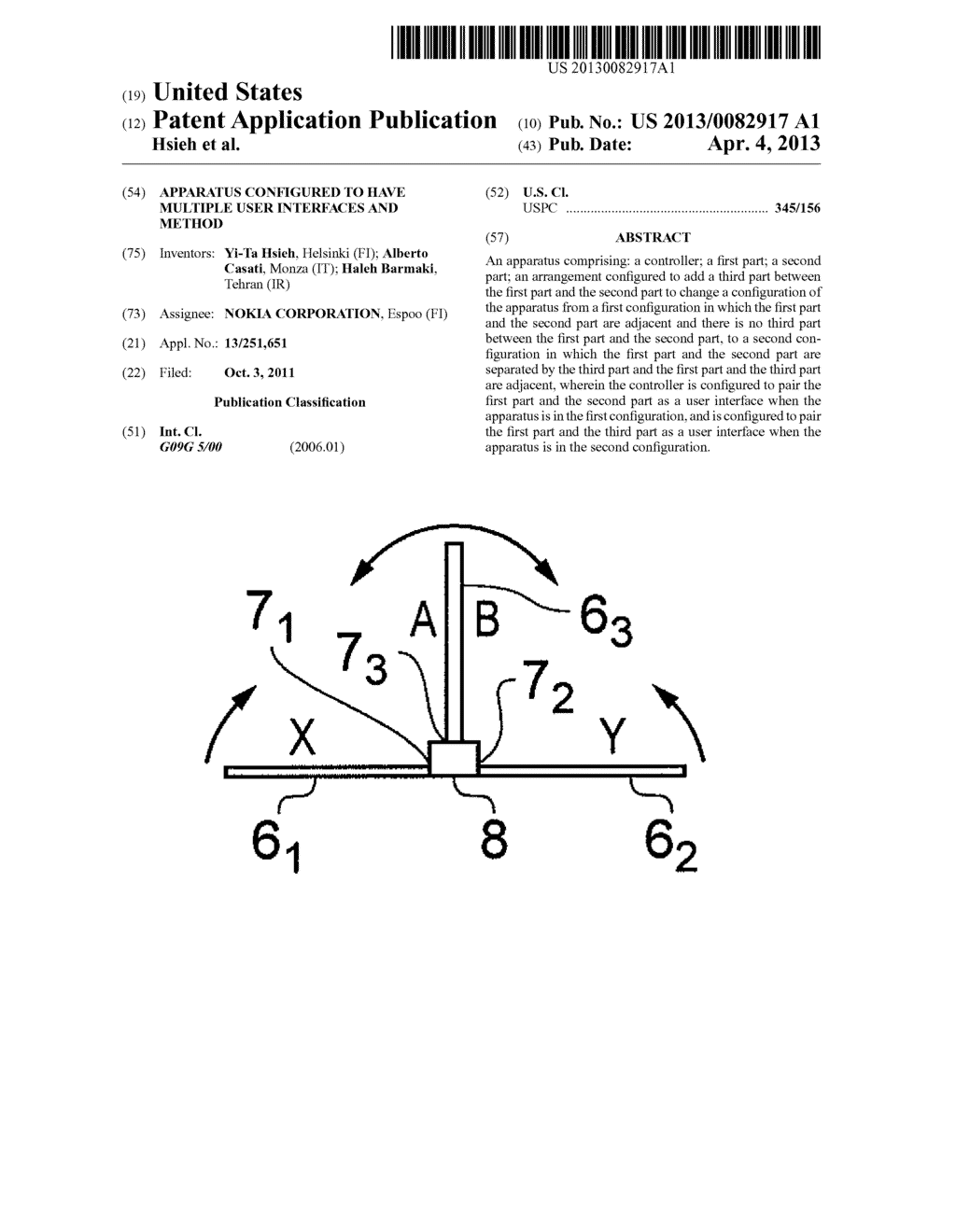 APPARATUS CONFIGURED TO HAVE MULTIPLE USER INTERFACES AND METHOD - diagram, schematic, and image 01