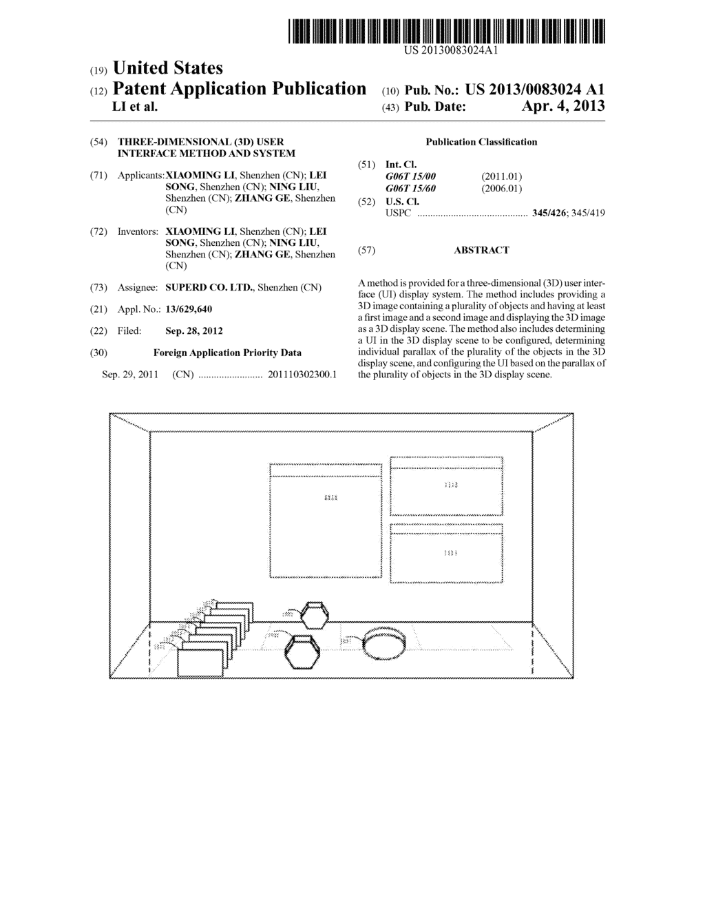 THREE-DIMENSIONAL (3D) USER INTERFACE METHOD AND SYSTEM - diagram, schematic, and image 01