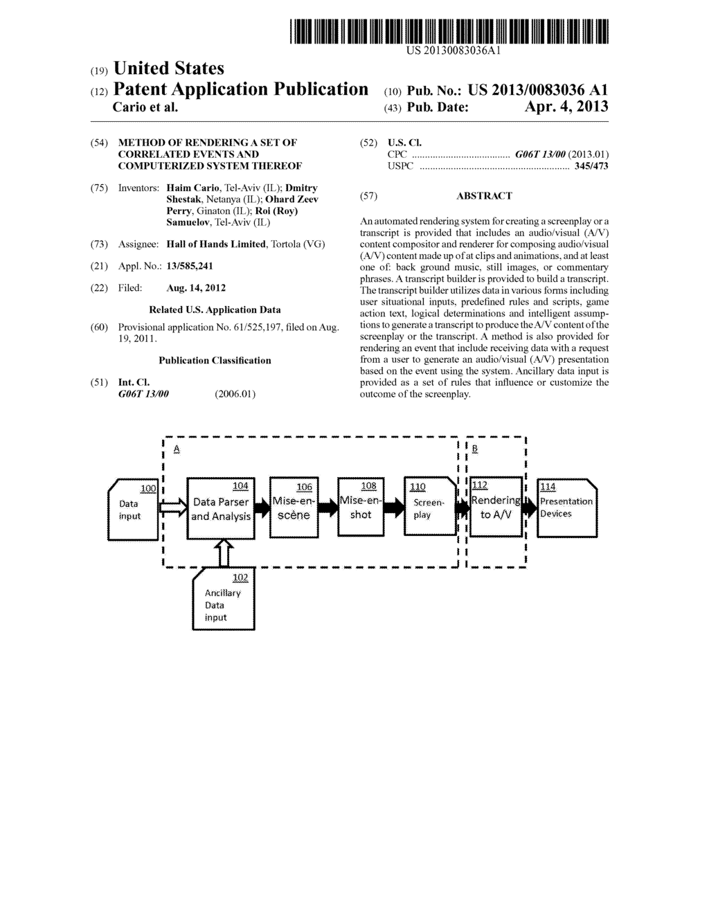 METHOD OF RENDERING A SET OF CORRELATED EVENTS AND COMPUTERIZED SYSTEM     THEREOF - diagram, schematic, and image 01