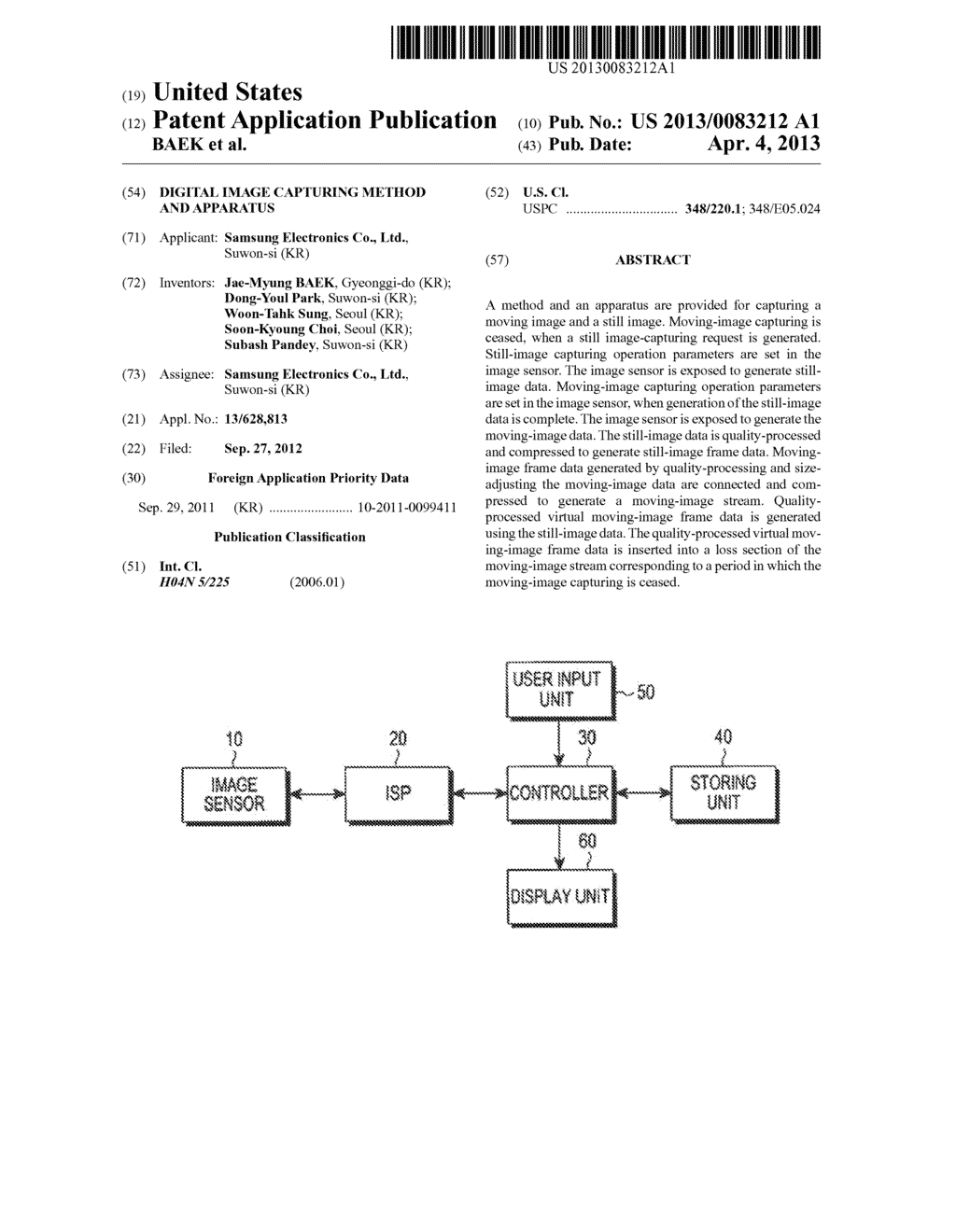 DIGITAL IMAGE CAPTURING METHOD AND APPARATUS - diagram, schematic, and image 01