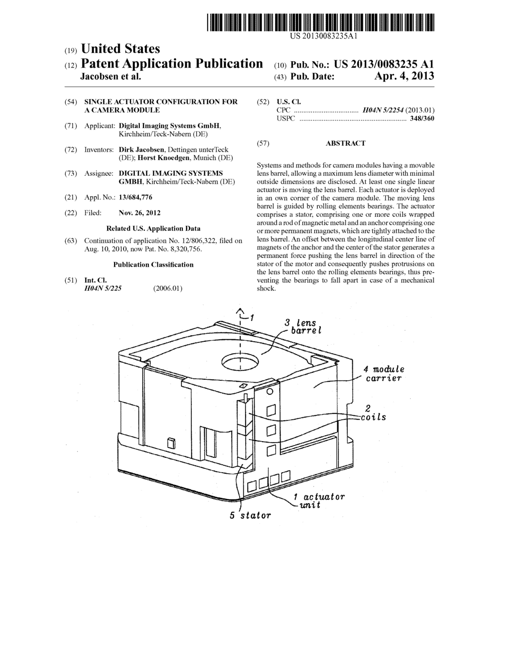 Single Actuator Configuration for a Camera Module - diagram, schematic, and image 01