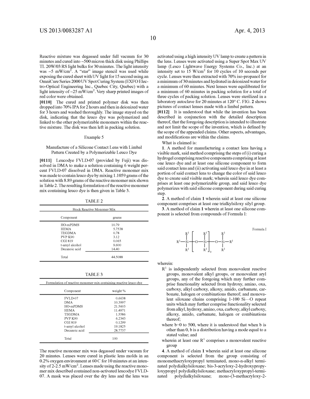 METHOD OF CREATING A VISIBLE MARK ON LENS USING A LEUCO DYE - diagram, schematic, and image 13