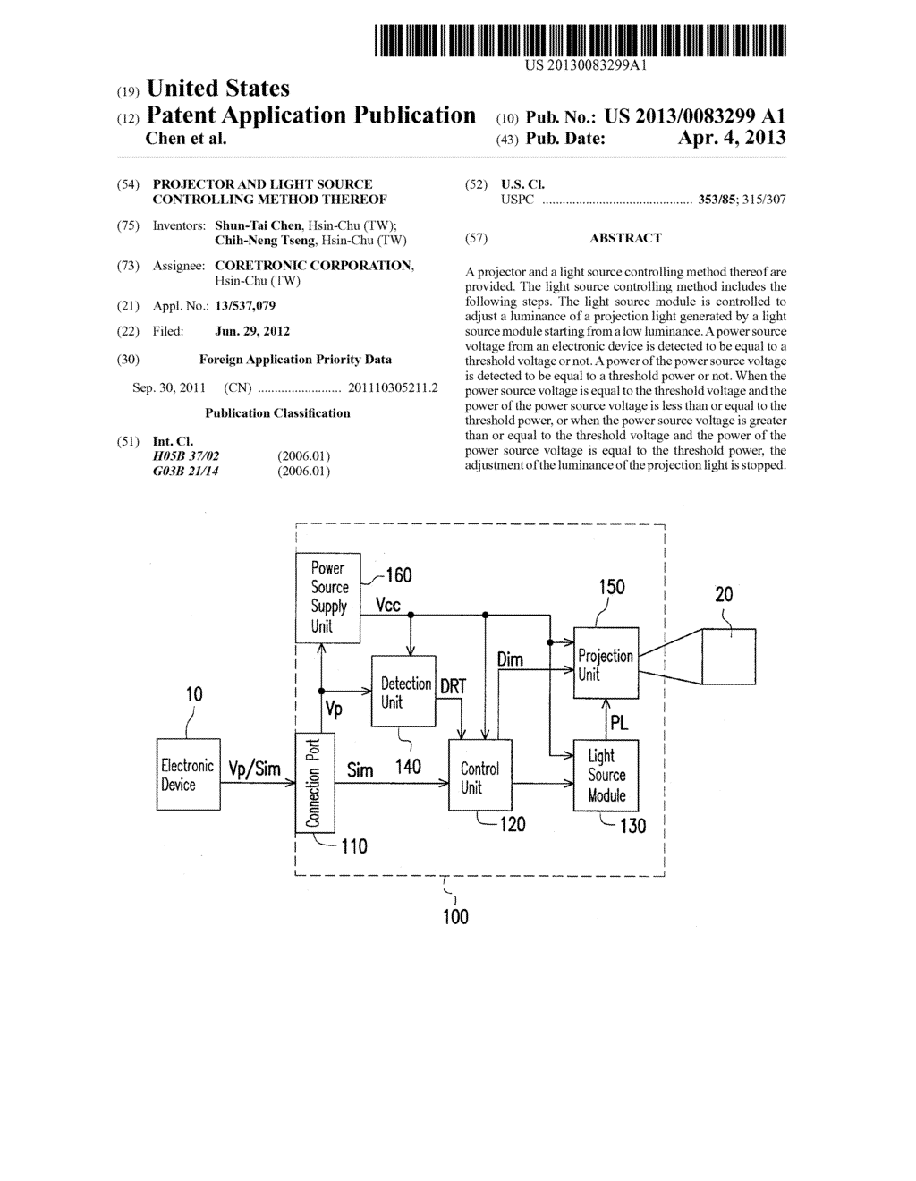 PROJECTOR AND LIGHT SOURCE CONTROLLING METHOD THEREOF - diagram, schematic, and image 01