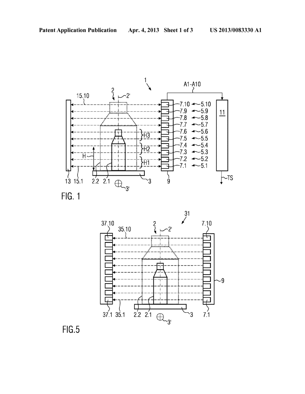 TRIGGERING LIGHT GRID AND METHOD FOR DETERMINING THE POSITION OF     CONTAINERS - diagram, schematic, and image 02