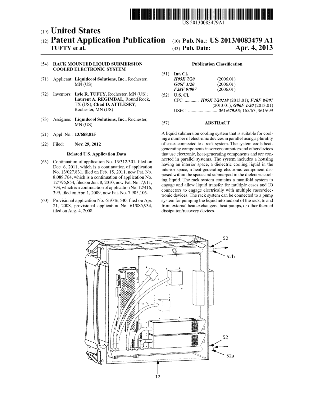 RACK MOUNTED LIQUID SUBMERSION COOLED ELECTRONIC SYSTEM - diagram, schematic, and image 01