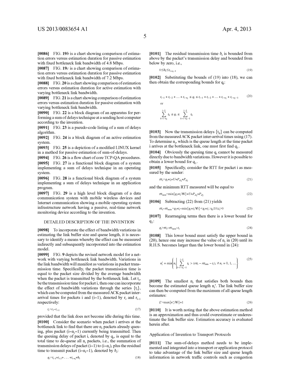 METHOD FOR LINK BUFFER SIZE AND QUEUE LENGTH ESTIMATION FOR     BANDWIDTH-VARYING MOBILE DATA NETWORKS - diagram, schematic, and image 24