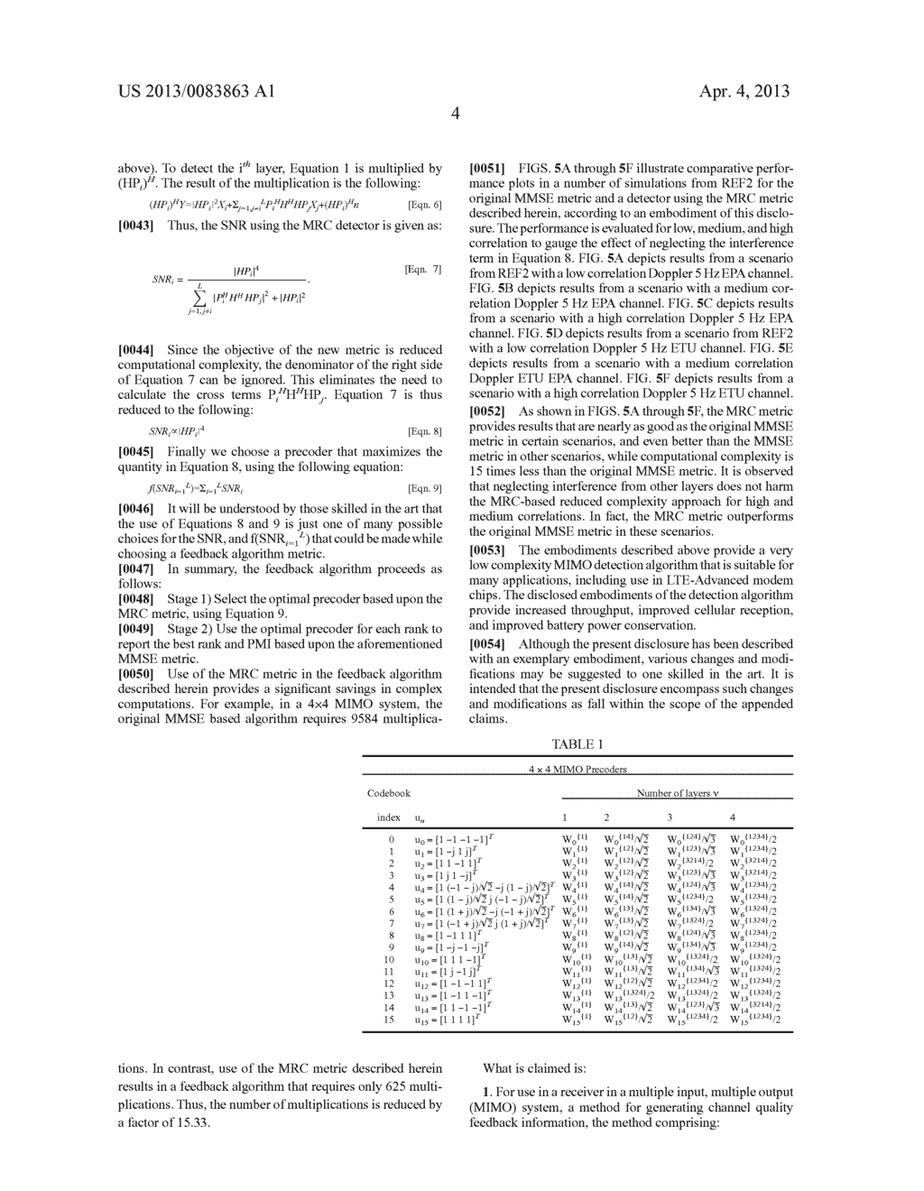 APPARATUS AND METHOD FOR LOW COMPLEXITY FEEDBACK IN A MIMO WIRELESS     NETWORK - diagram, schematic, and image 11
