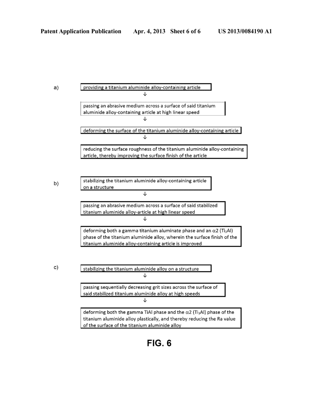 TITANIUM ALUMINIDE ARTICLES WITH IMPROVED SURFACE FINISH AND METHODS FOR     THEIR MANUFACTURE - diagram, schematic, and image 07