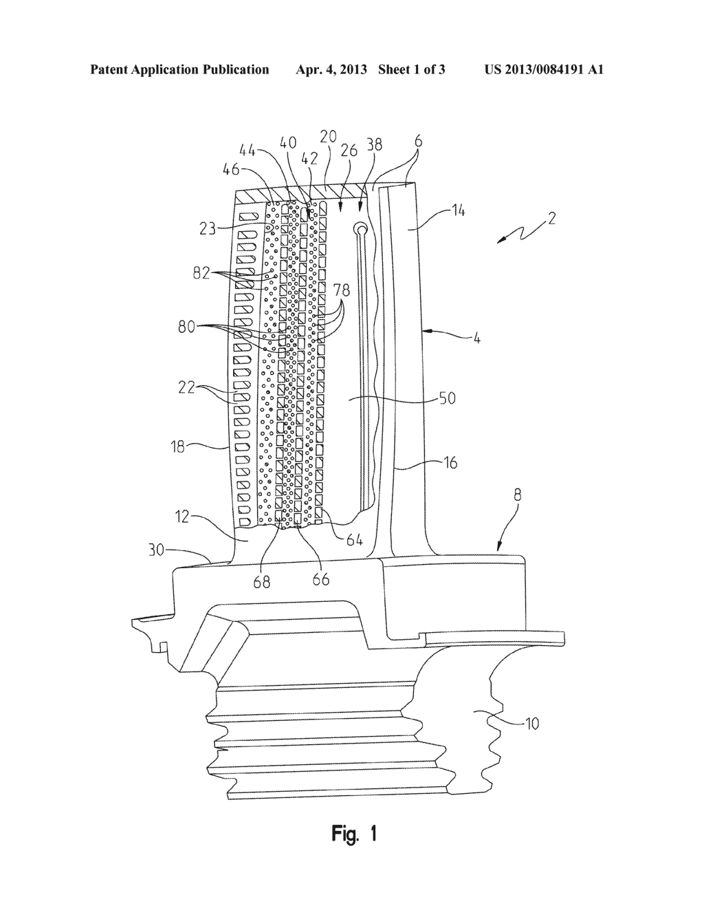 TURBINE BLADE WITH IMPINGEMENT CAVITY COOLING INCLUDING PIN FINS - diagram, schematic, and image 02