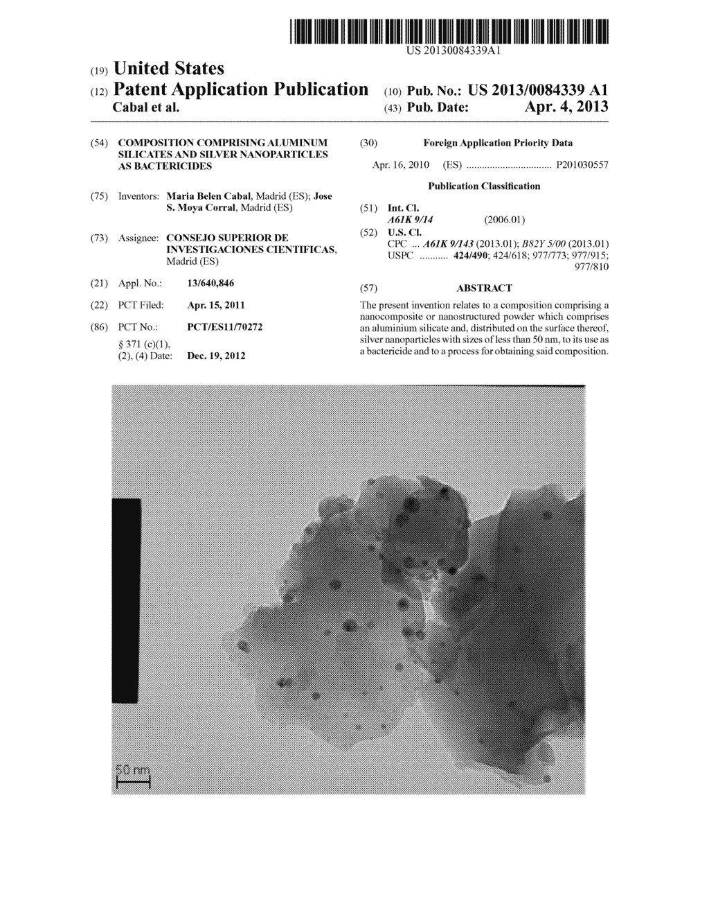 COMPOSITION COMPRISING ALUMINUM SILICATES AND SILVER NANOPARTICLES AS     BACTERICIDES - diagram, schematic, and image 01