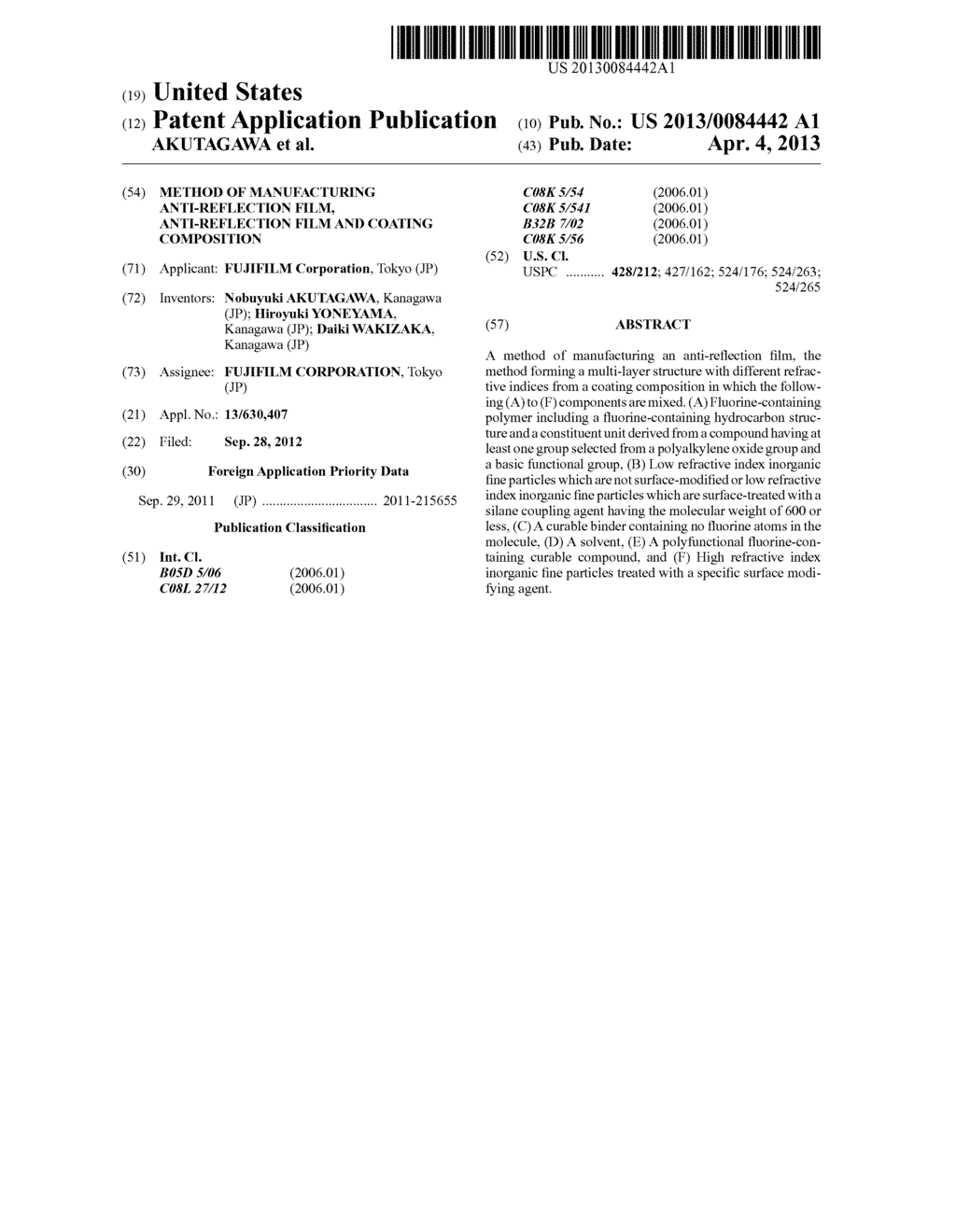 METHOD OF MANUFACTURING ANTI-REFLECTION FILM, ANTI-REFLECTION FILM AND     COATING COMPOSITION - diagram, schematic, and image 01