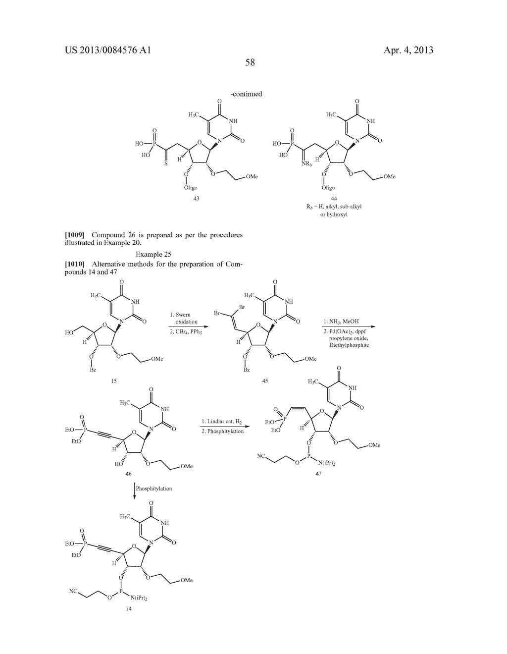 MODIFIED NUCLEOSIDES, ANALOGS THEREOF AND OLIGOMERIC COMPOUNDS PREPARED     THEREFROM - diagram, schematic, and image 59