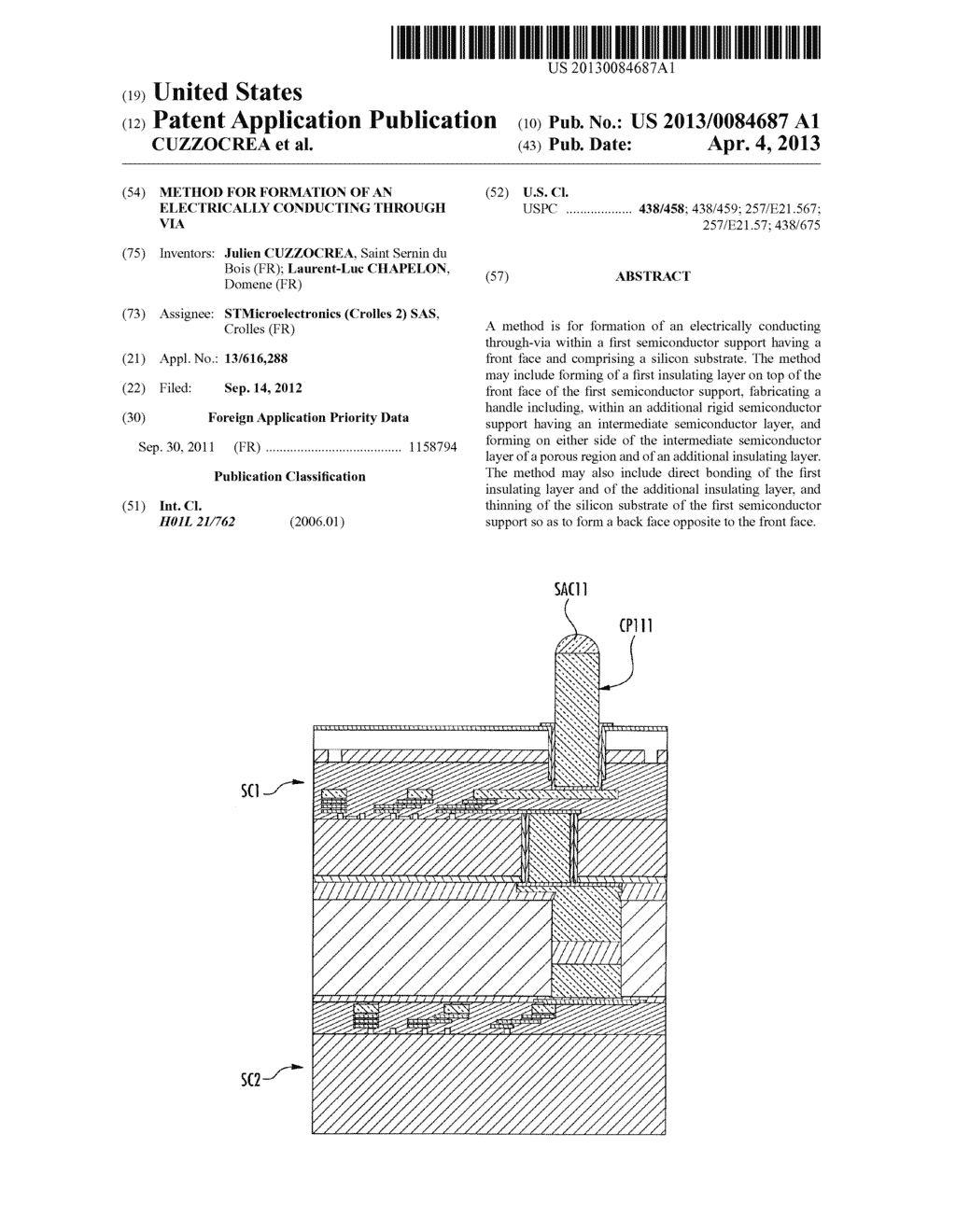 METHOD FOR FORMATION OF AN ELECTRICALLY CONDUCTING THROUGH VIA - diagram, schematic, and image 01