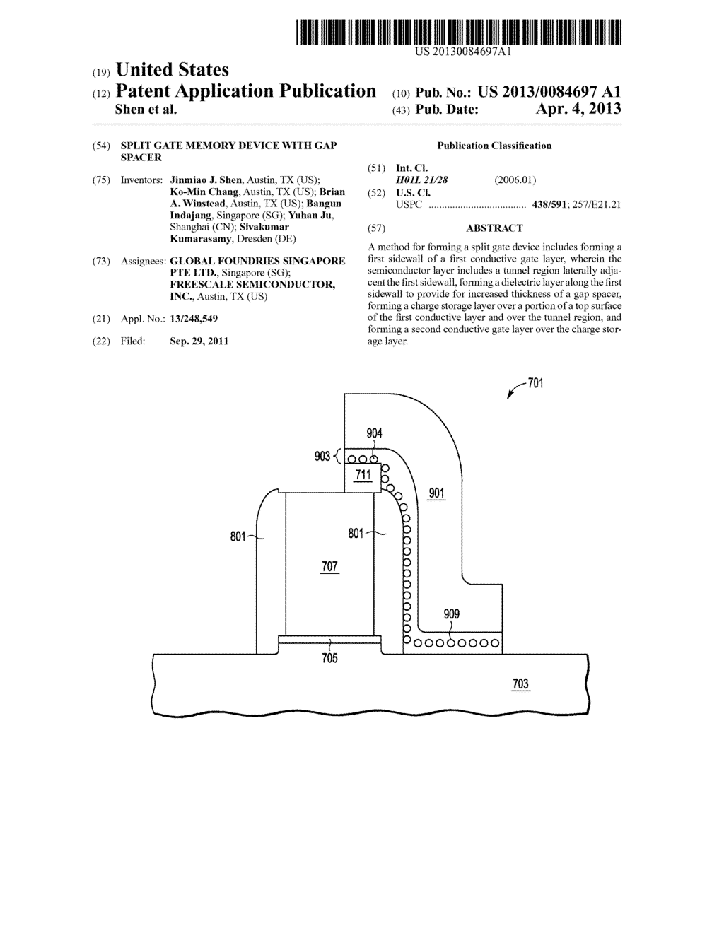 SPLIT GATE MEMORY DEVICE WITH GAP SPACER - diagram, schematic, and image 01