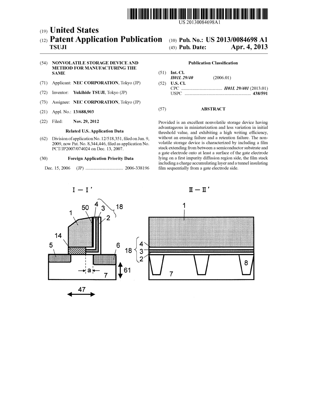 NONVOLATILE STORAGE DEVICE AND METHOD FOR MANUFACTURING THE SAME - diagram, schematic, and image 01