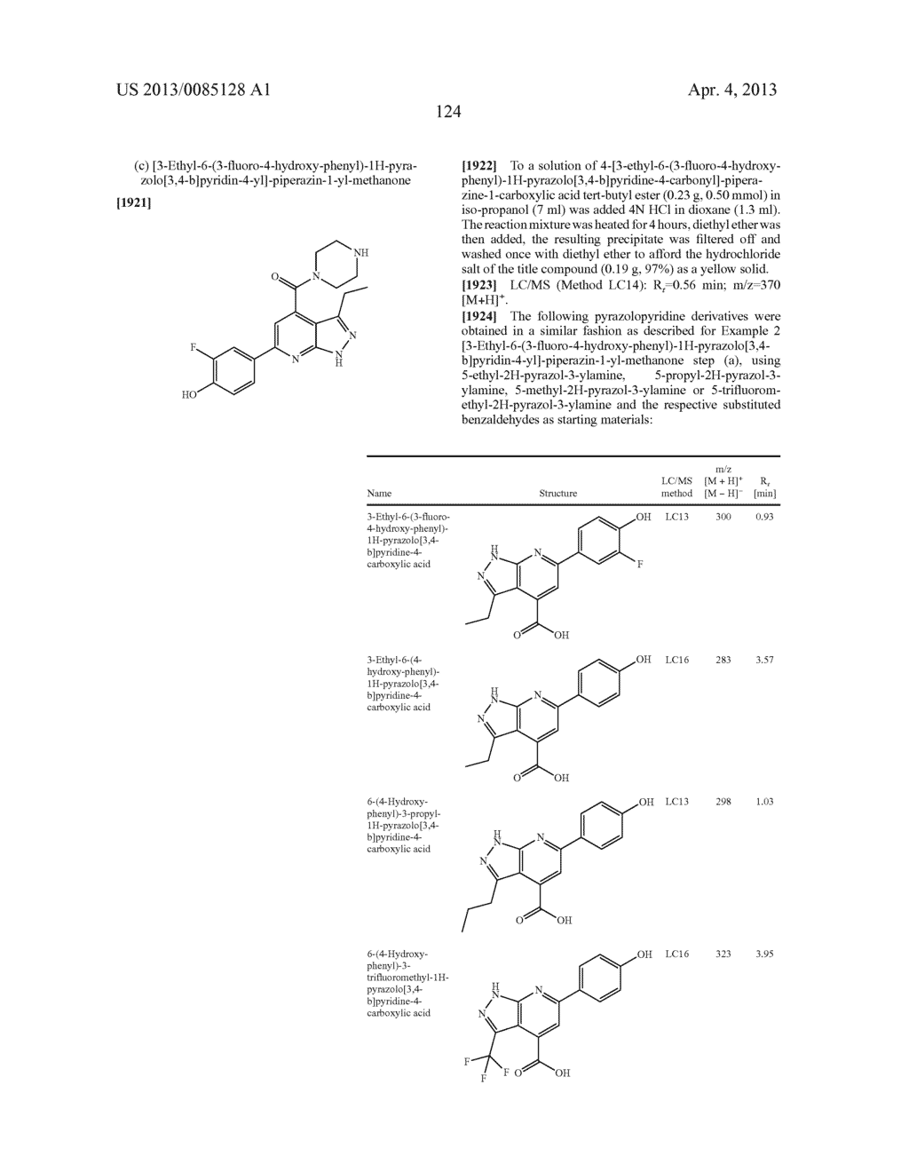 6-(4-Hydroxy-phenyl)-3-alkyl-1H-pyrazolo[3,4-b]pyridine-4-carboxylic acid     amide derivatives as kinase inhibitors - diagram, schematic, and image 125