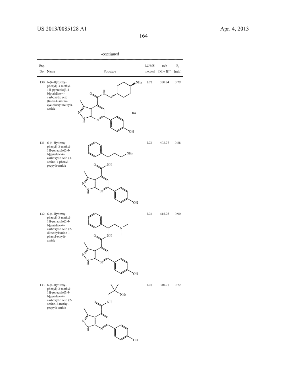 6-(4-Hydroxy-phenyl)-3-alkyl-1H-pyrazolo[3,4-b]pyridine-4-carboxylic acid     amide derivatives as kinase inhibitors - diagram, schematic, and image 165