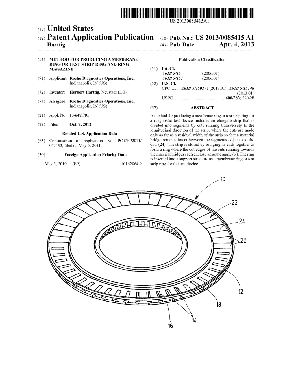 METHOD FOR PRODUCING A MEMBRANE RING OR TEST STRIP RING AND RING MAGAZINE - diagram, schematic, and image 01