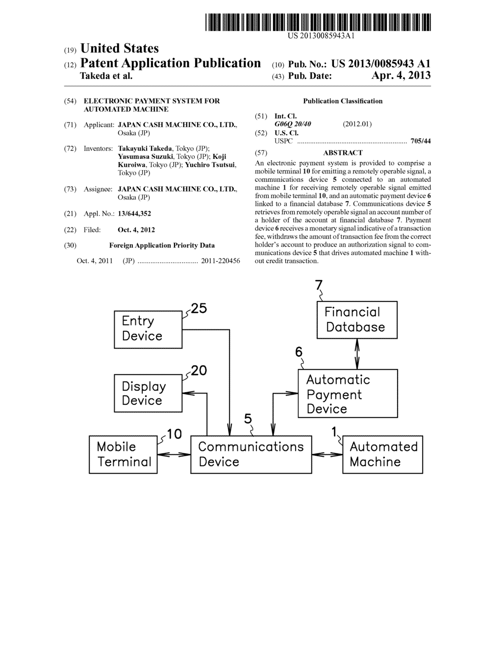 ELECTRONIC PAYMENT SYSTEM FOR AUTOMATED MACHINE - diagram, schematic, and image 01