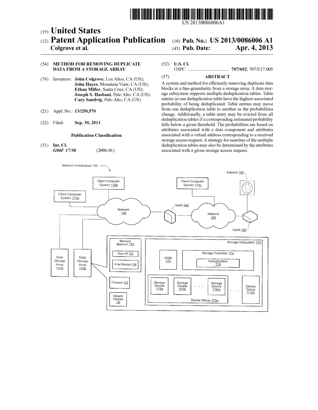 METHOD FOR REMOVING DUPLICATE DATA FROM A STORAGE ARRAY - diagram, schematic, and image 01