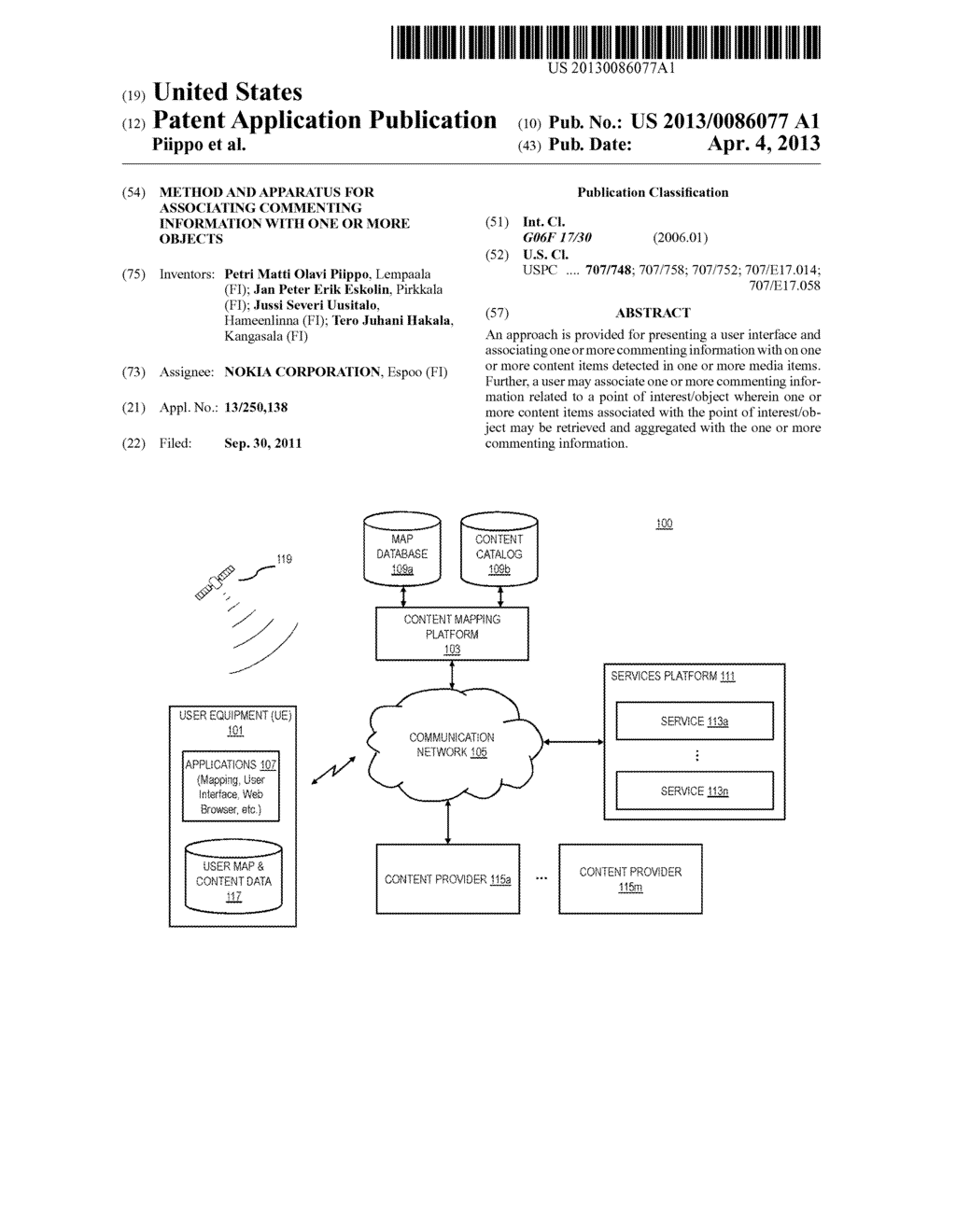 Method and Apparatus for Associating Commenting Information with One or     More Objects - diagram, schematic, and image 01