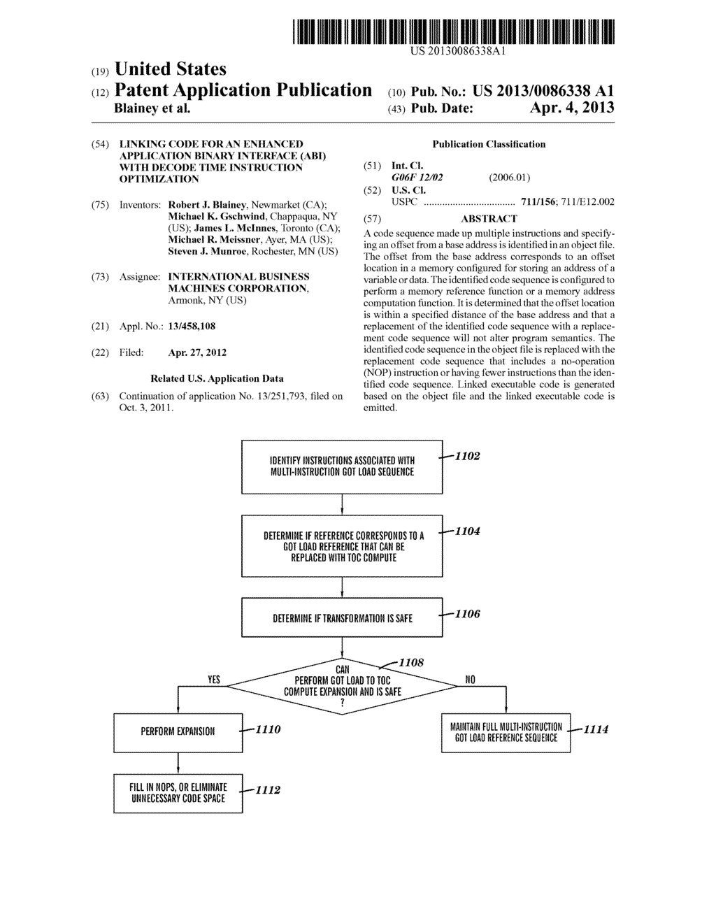 LINKING CODE FOR AN ENHANCED APPLICATION BINARY INTERFACE (ABI) WITH     DECODE TIME INSTRUCTION OPTIMIZATION - diagram, schematic, and image 01