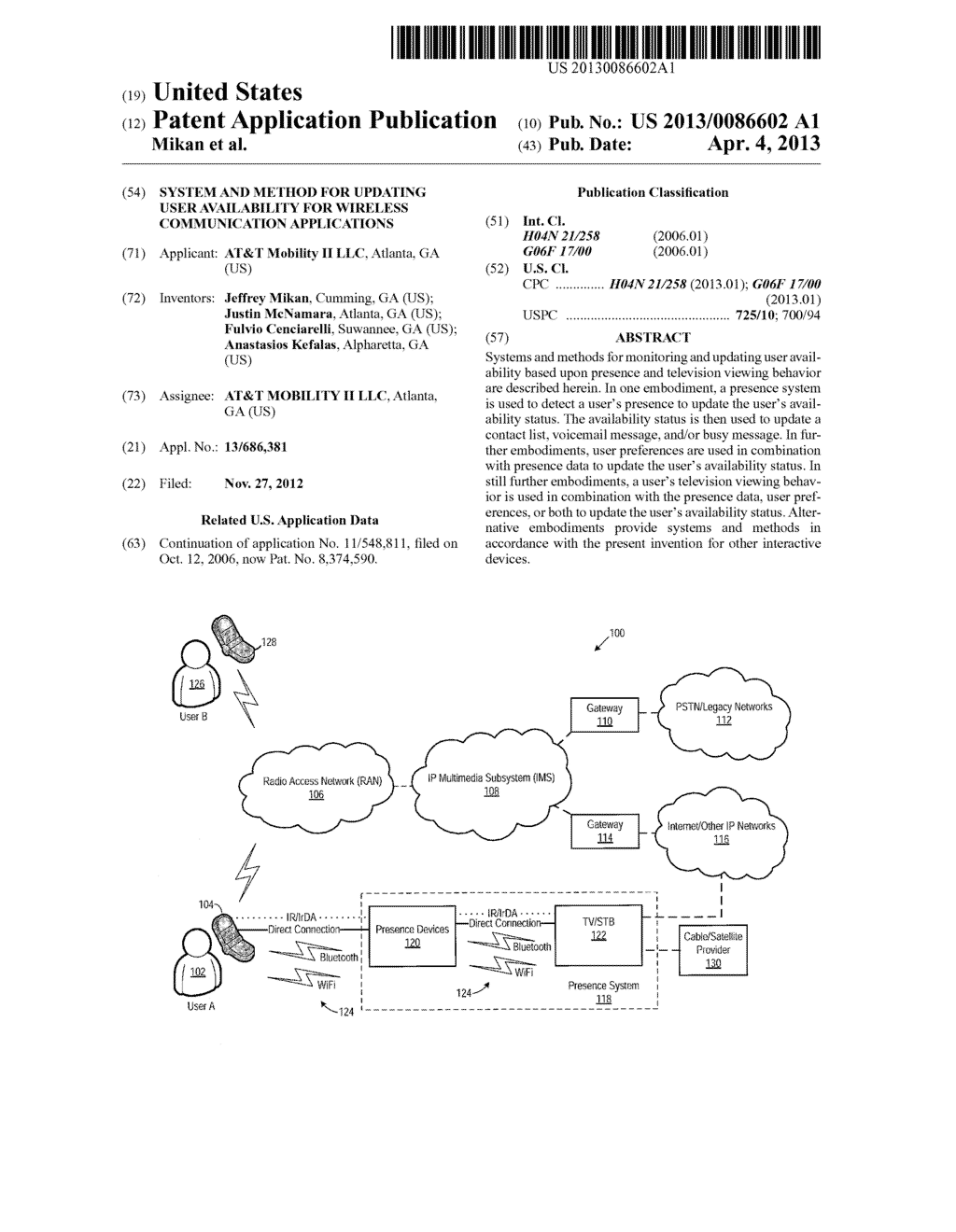 System and Method for Updating User Availability for Wireless     Communication Applications - diagram, schematic, and image 01