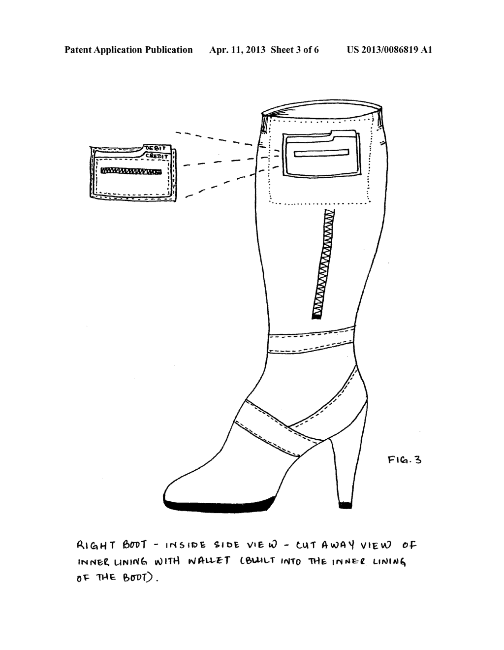 Women's Boot Wallet and Pocket System - diagram, schematic, and image 04