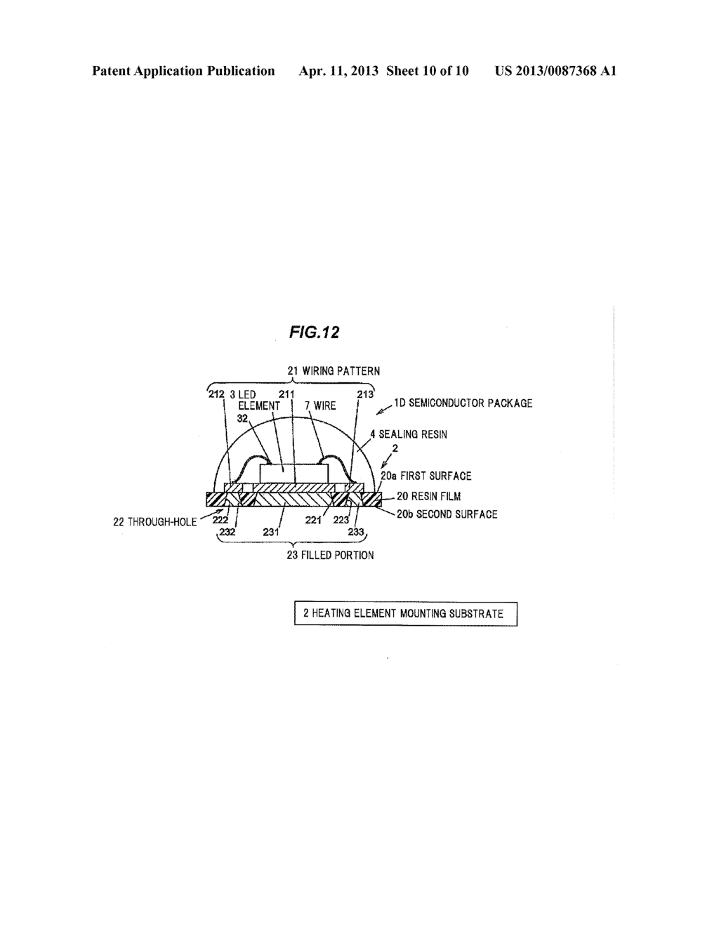 HEATING ELEMENT MOUNTING SUBSTRATE, METHOD OF MANUFACTURING THE SAME AND     SEMICONDUCTOR PACKAGE - diagram, schematic, and image 11