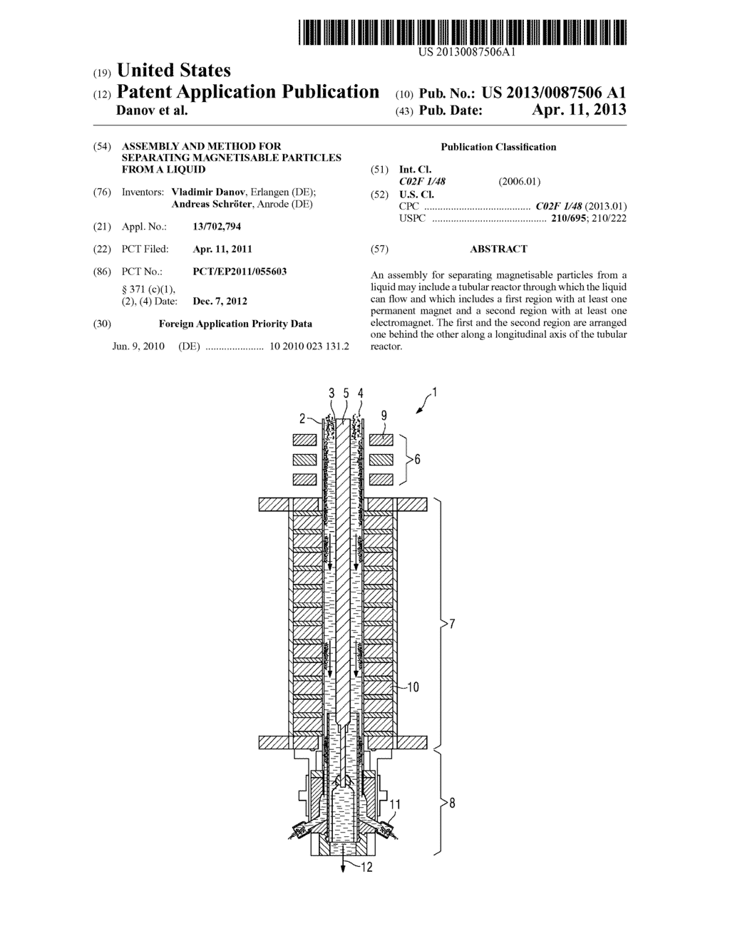 Assembly and Method for Separating Magnetisable Particles From a Liquid - diagram, schematic, and image 01