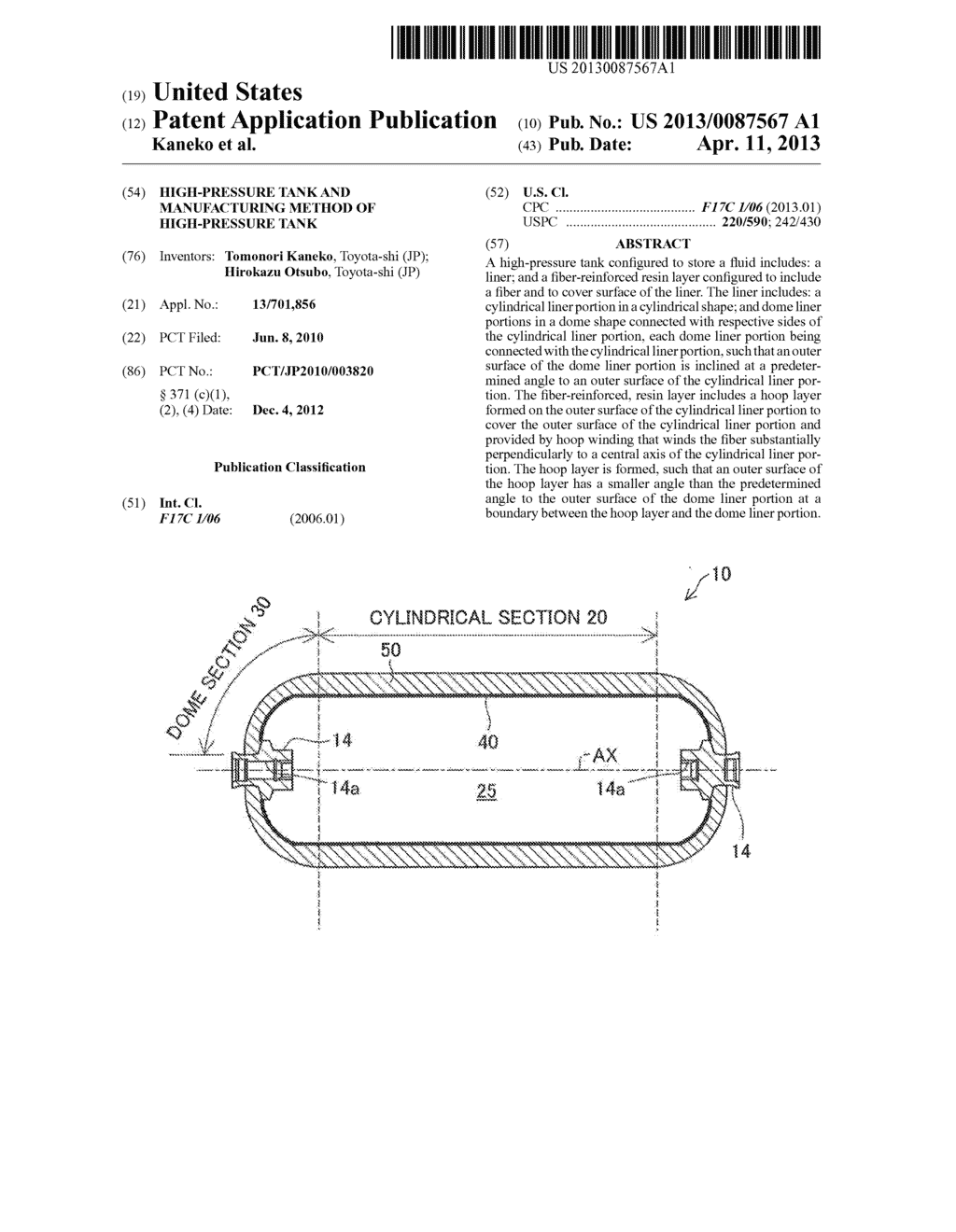 HIGH-PRESSURE TANK AND MANUFACTURING METHOD OF HIGH-PRESSURE TANK - diagram, schematic, and image 01