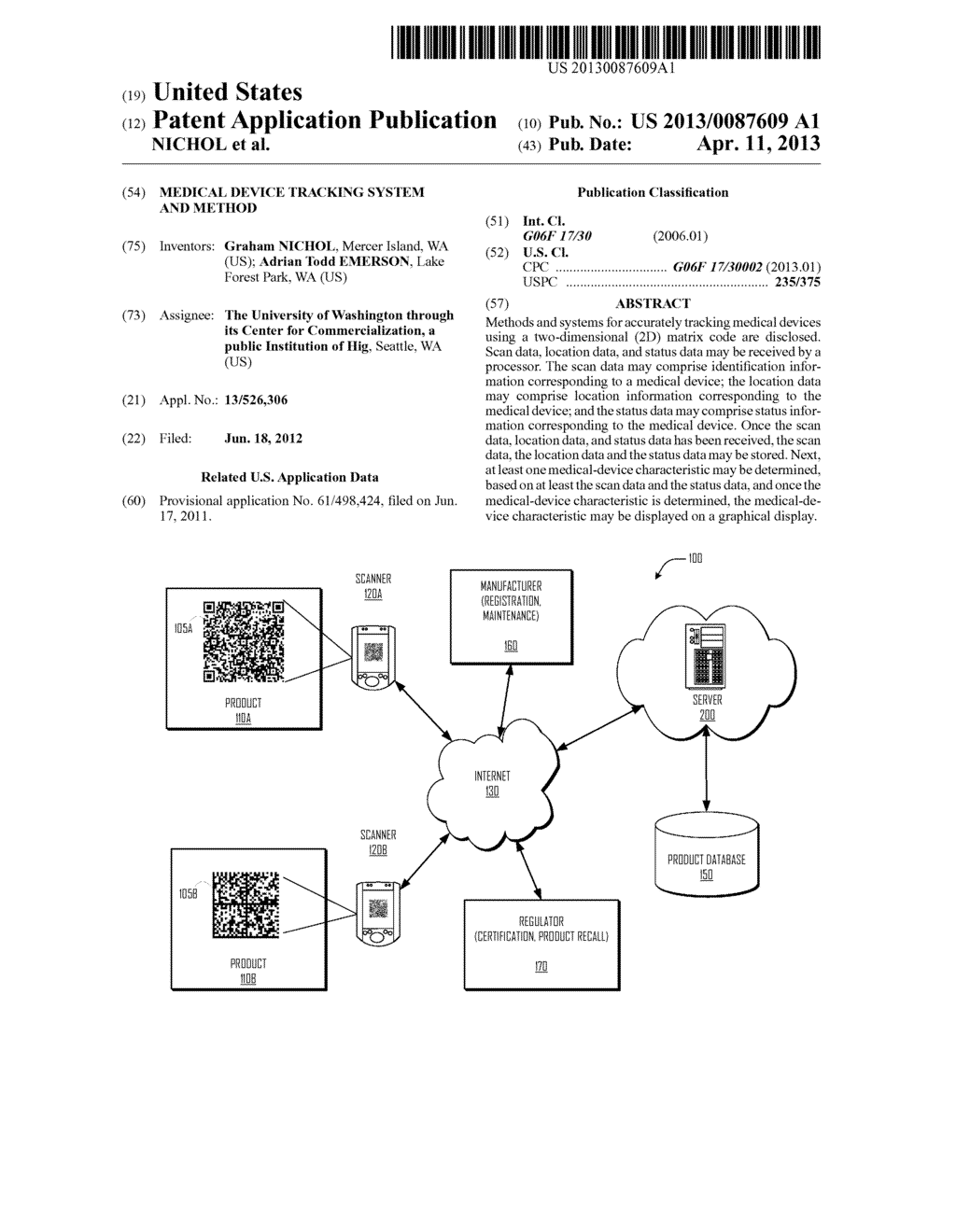 Medical Device Tracking System and Method - diagram, schematic, and image 01