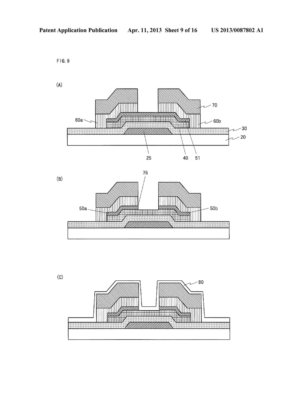 THIN FILM TRANSISTOR, FABRICATION METHOD THEREFOR, AND DISPLAY DEVICE - diagram, schematic, and image 10